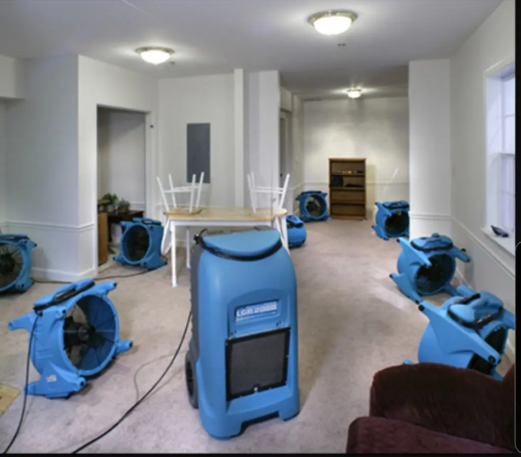 Air movers and dehumidifier setup for Water Extraction & Removal in Waller